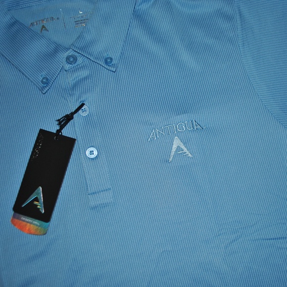 NWT Antigua Light Blue Textured Golf Polo - Picture 2 of 7